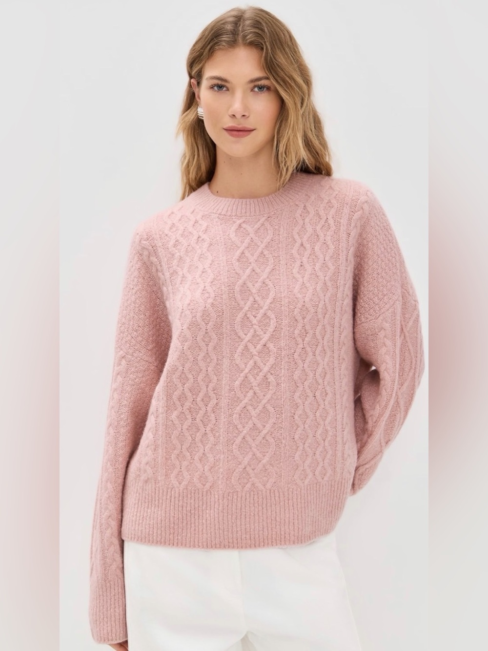 Favorite Daughter The Oversized Cable Sweater in Whimsical Rose Size S
